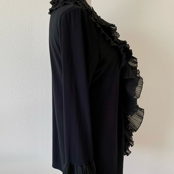 90’Ladies Black Ruffle front jacket L - Picture 5 of 9